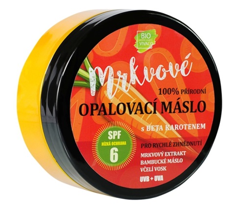 100% Přírodní opalovací máslo s mrkvovým extraktem bez UV