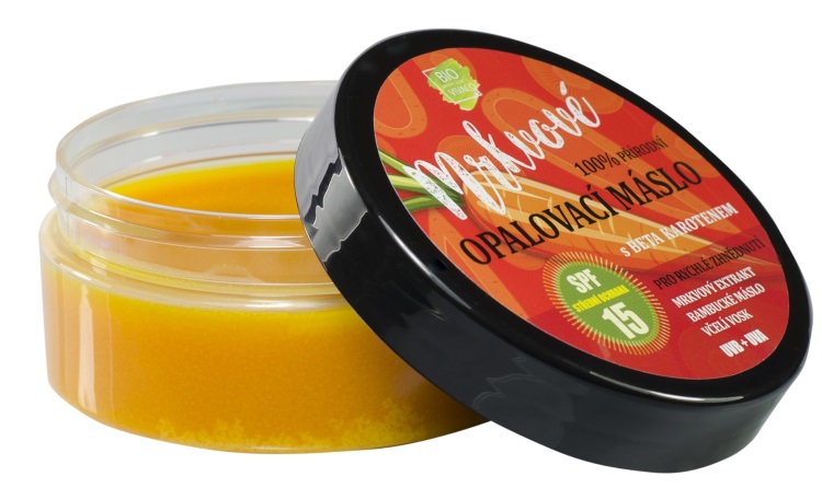 100% Přírodní opalovací máslo s mrkvovým extraktem SPF 15